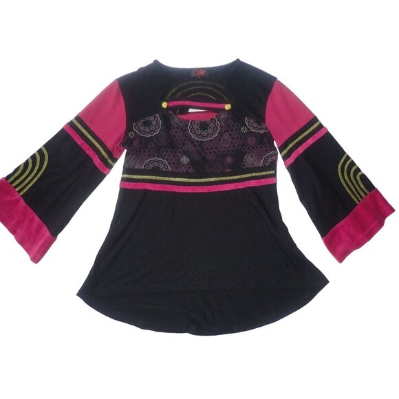 Coline Long sleeve Bohemian Top‎ Women S Appliqued Hippie Casual flare - Picture 1 of 5